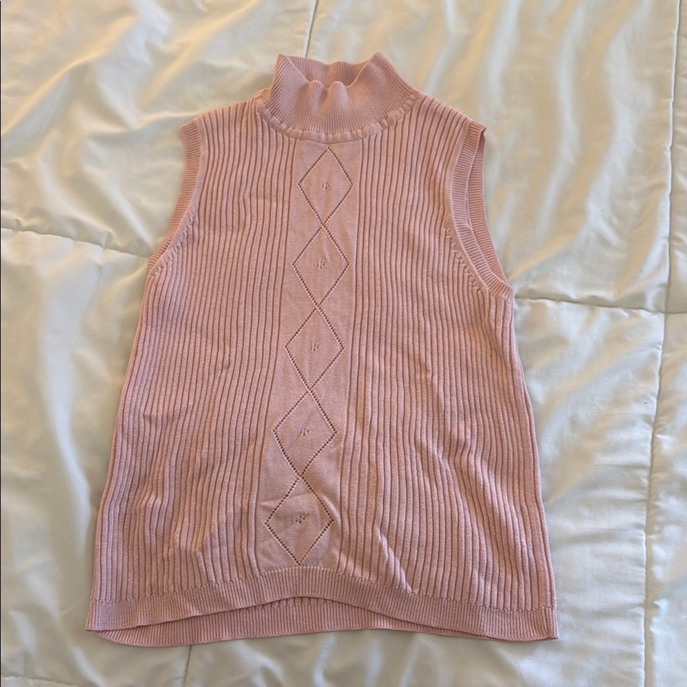 Pink Sleeveless Knit Top